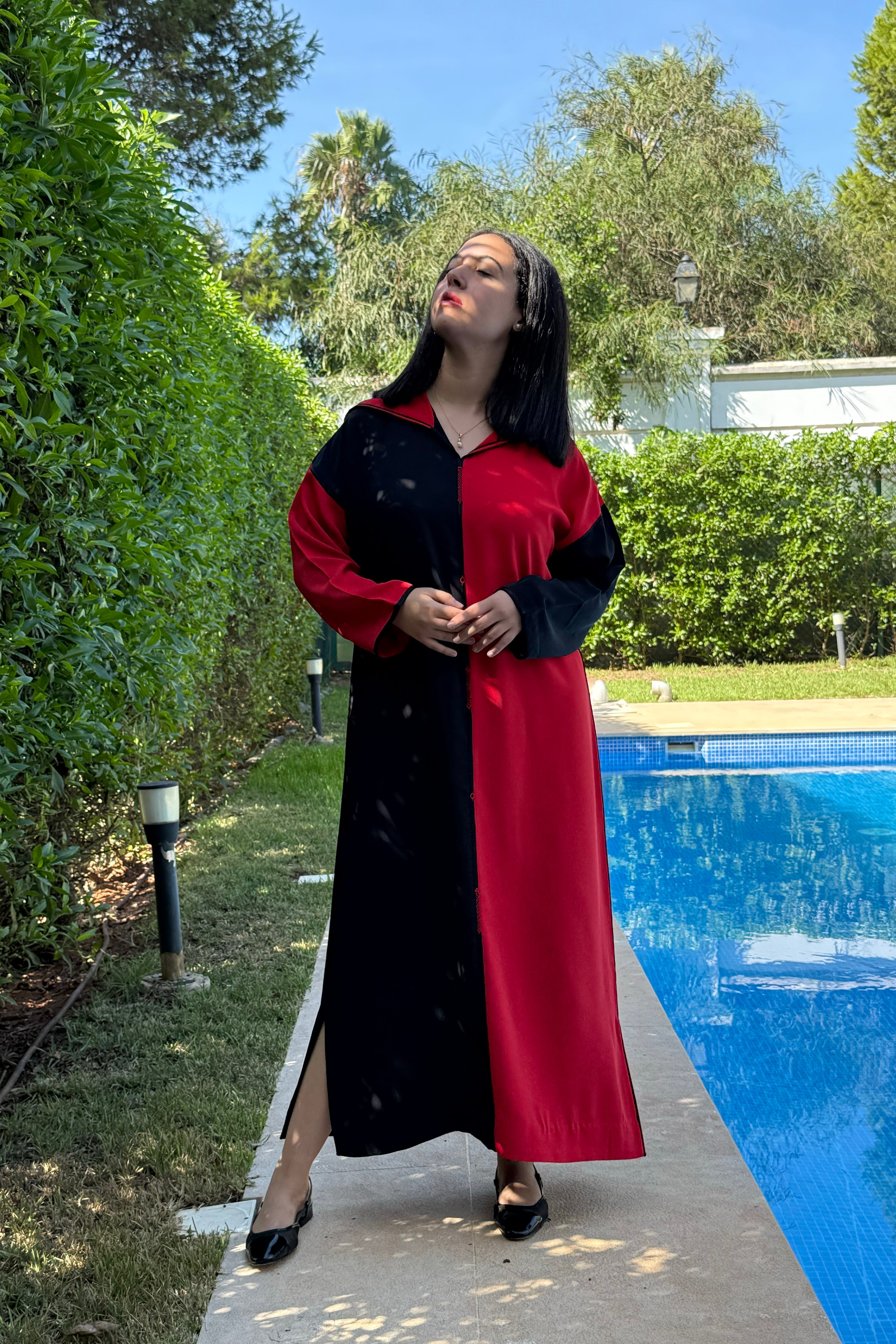 jellaba PATCHWORK Black Red