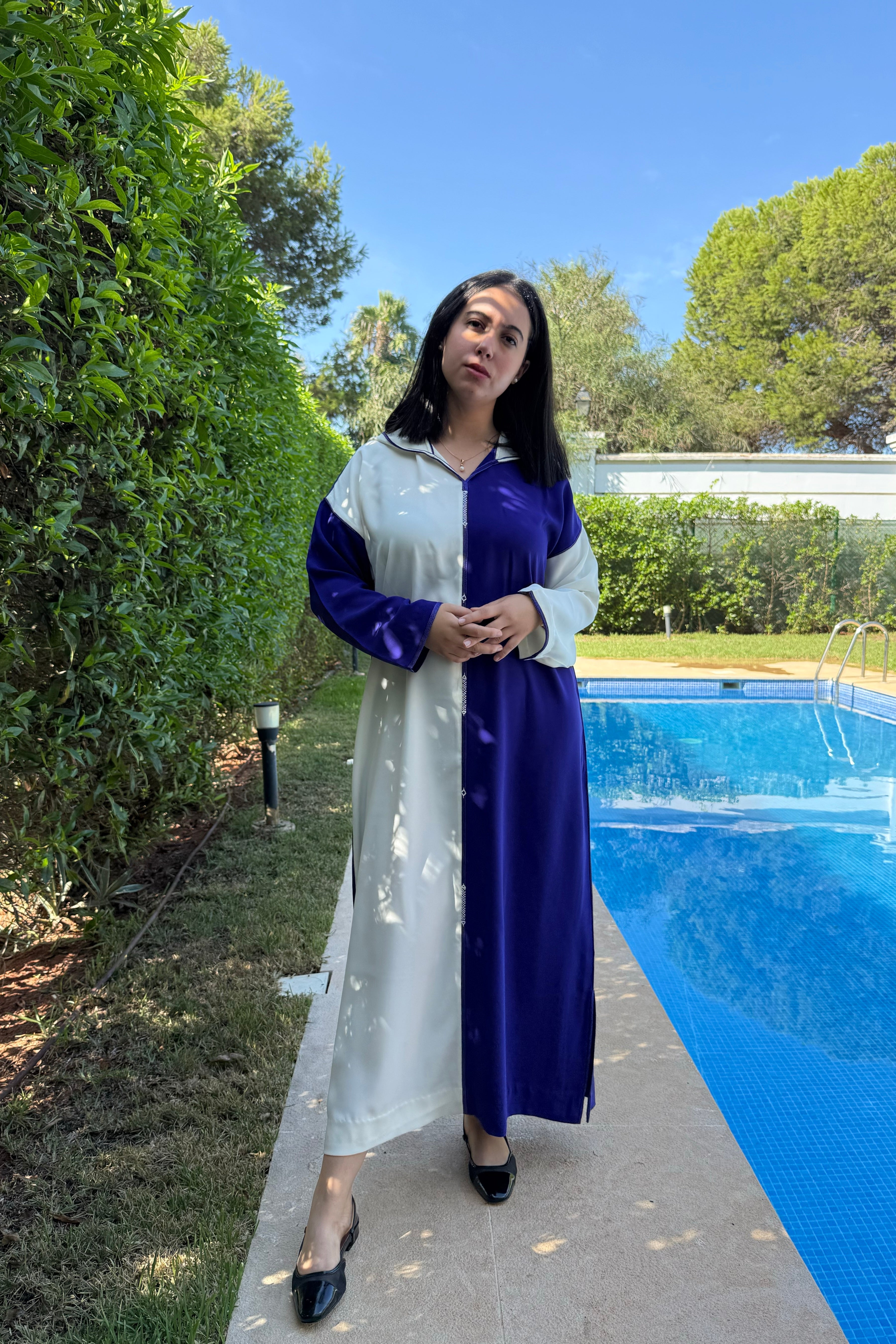jellaba PATCHWORK White Blue