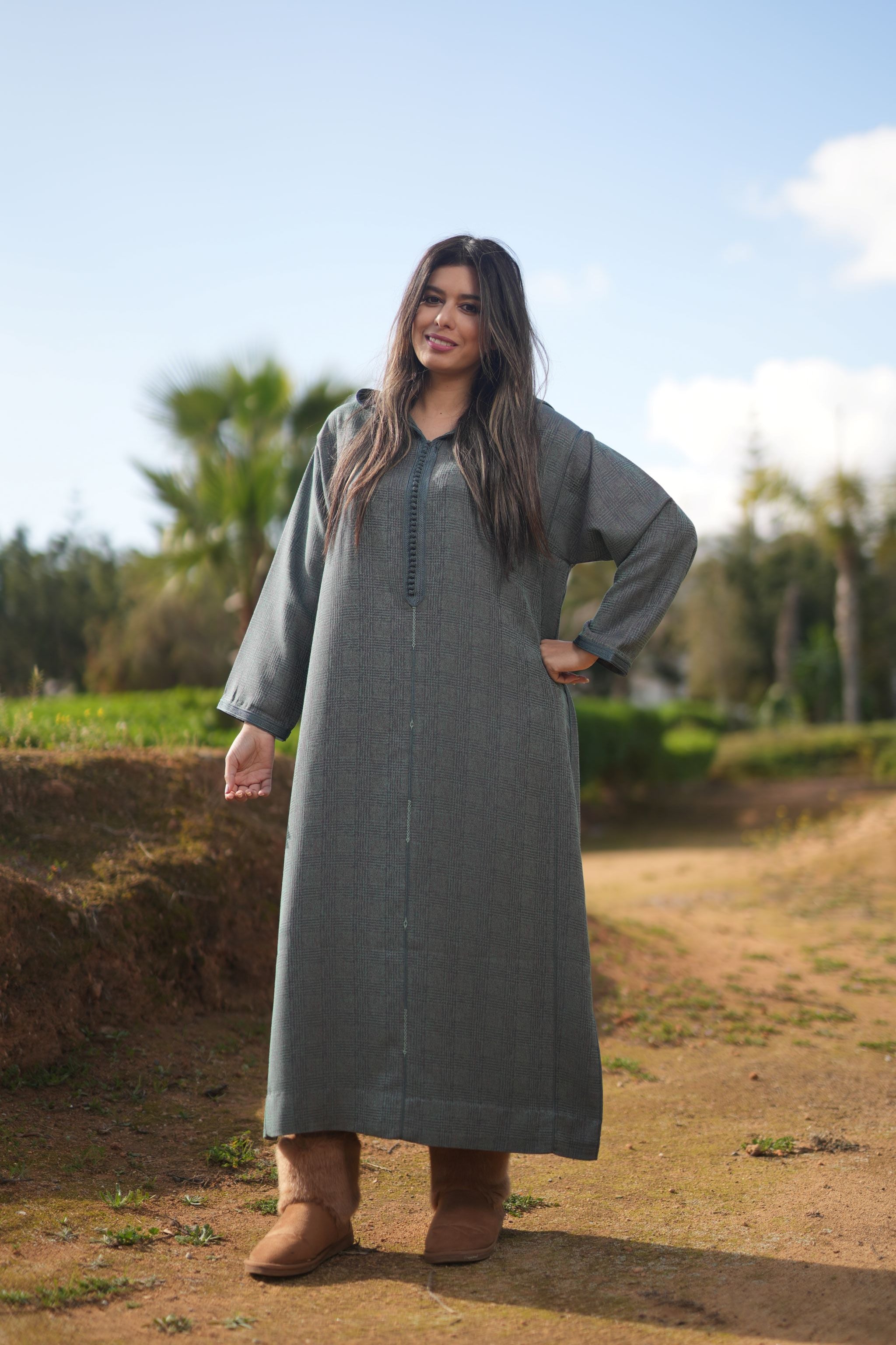 jellaba NAJLAE Charcoal Gray