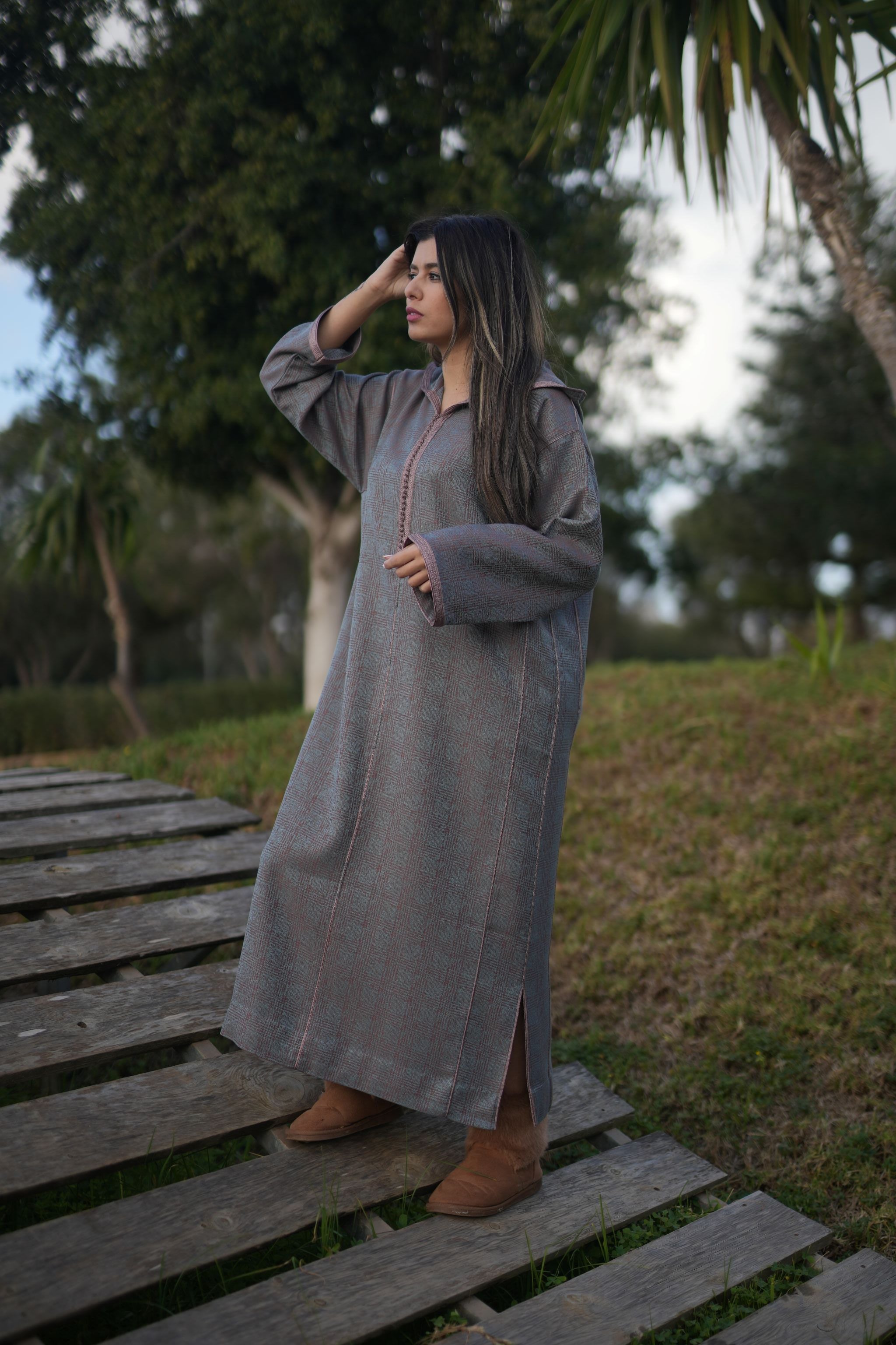 jellaba NAJLAE Mauve Gray