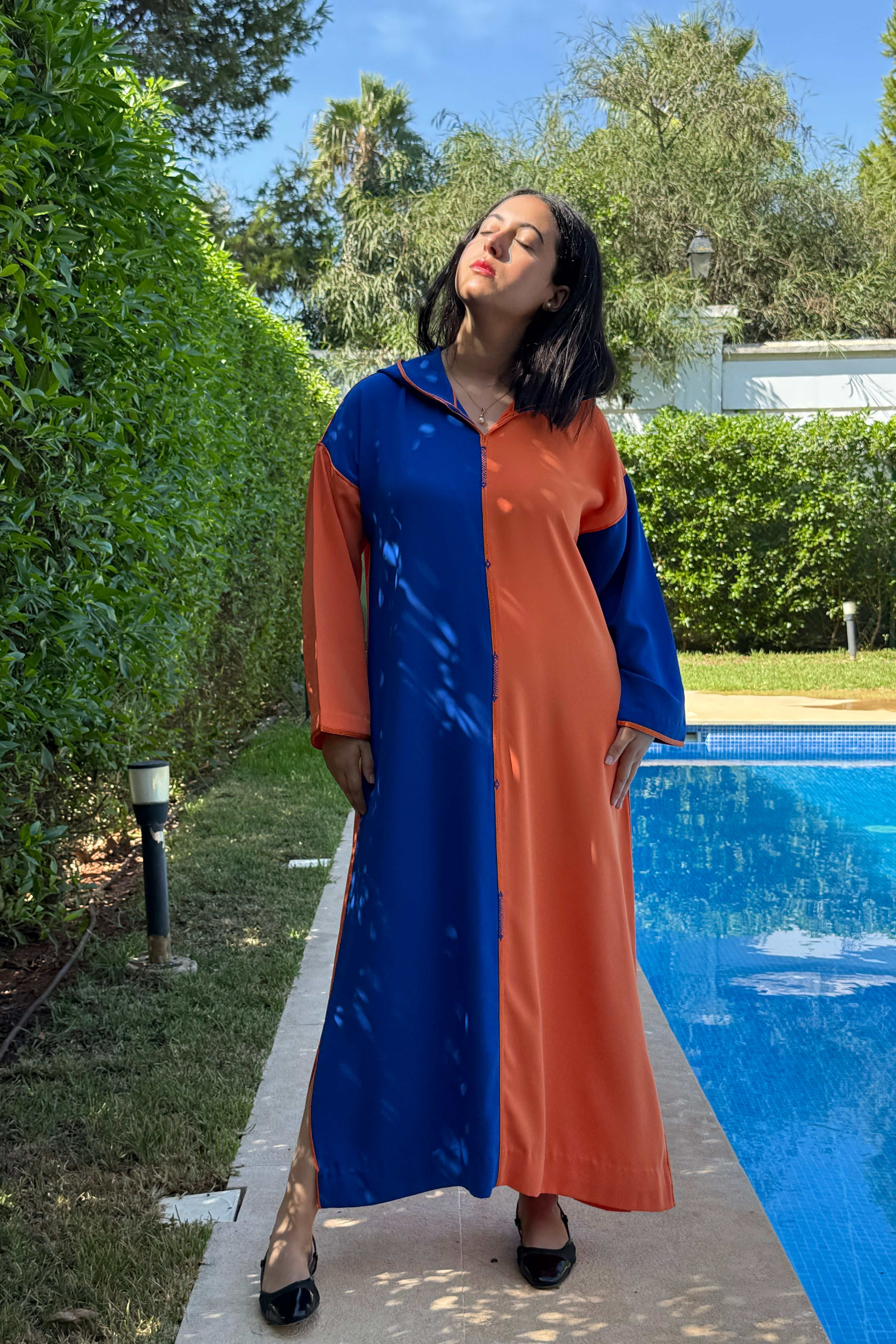jellaba PATCHWORK Orange Blue