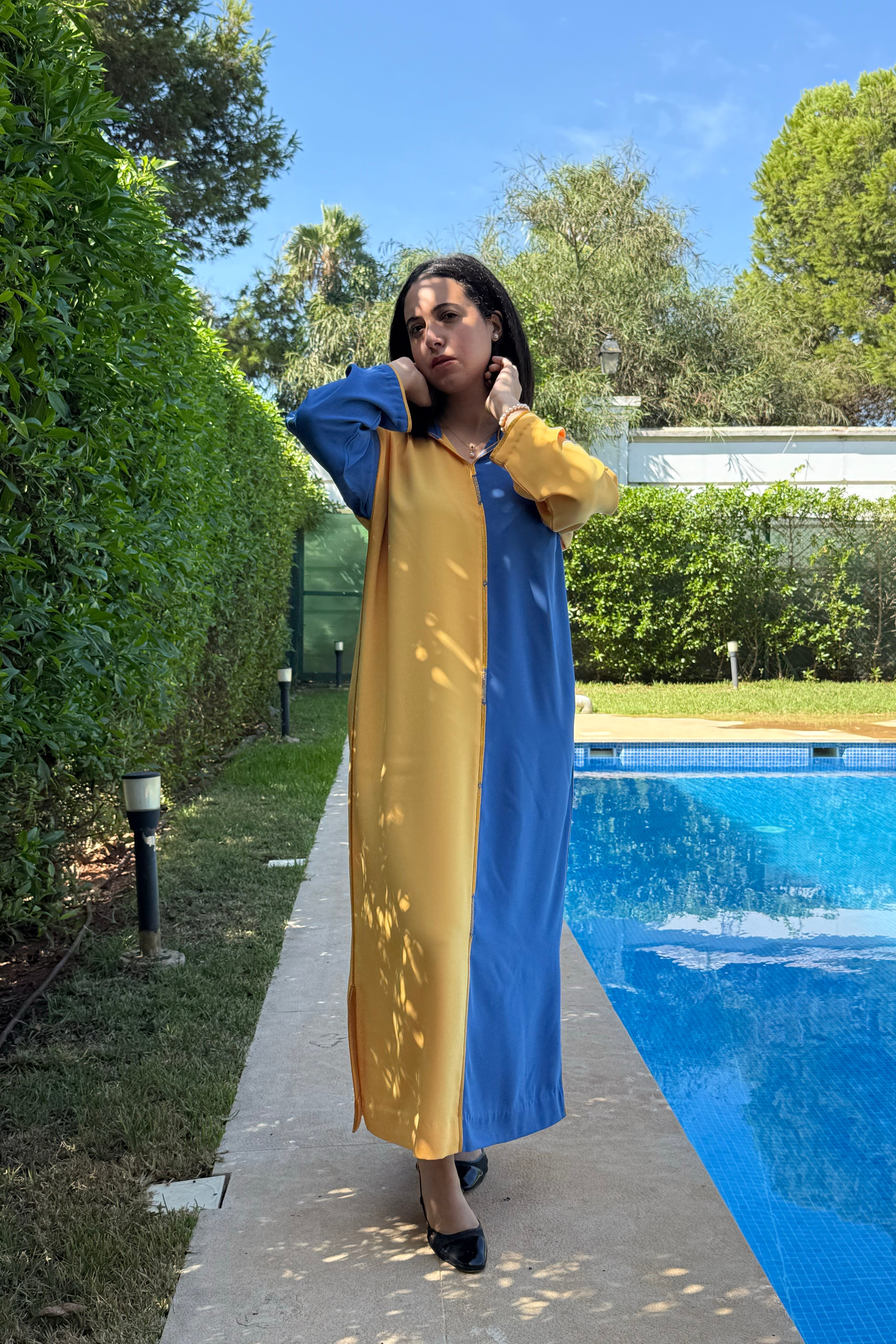 jellaba PATCHWORK Yellow Blue